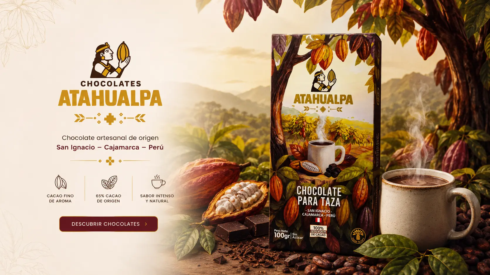Chocolate artesanal Atahualpa elaborado en San Ignacio, Cajamarca
